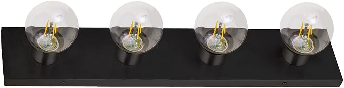 Design House Vanity Lights, 4 Linear Lights, Dimmable, Horizontal or Vertical Use, Uses (4) 60W Bulbs, for Bathroom/Makeup Vanity, Matte Black, 24.0. in. L x 4.33 in. H x 2.0 in. D, 588574-BLK
