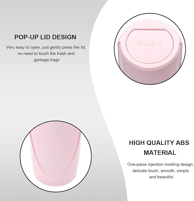Car Trash Can with Lid, Mini Car Garbage Bin Leakproof Cup Holder Trash Can, Multipurpose Organizer Door Pocket Trash Cup Fits Auto Home Office, Universal Garbage Can (Pink)