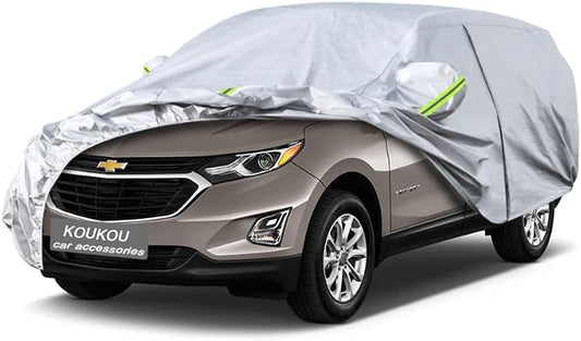 Koukou 6 Layers Car Cover Custom Fit Chevy Equinox Chevrolet from 2005 to 2025, Waterproof Car Cover All Weather for Automobiles Outdoor Indoor with Zipper Door, Sun Rain Dust Snow Protection.