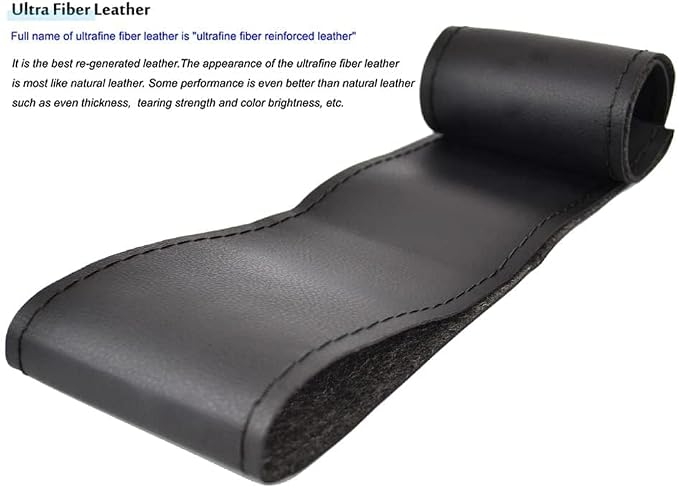 AUTOXBERT 38cm/15 Inch Leather Steering Wheel Cover Stitch On Wrap, Black | Breathable, Anti-Slip Steering Wheel Cover for Nissan Qashqai Toyota Camry RAV4 VW Golf