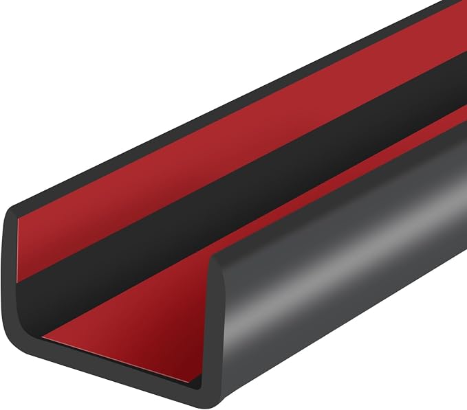 Rubber Edge Trim, Self-Adhesive U Channel Edge Protector for Plywood, Cabinet, 7/8" Wood Edge Banding, Flexible Furniture Repair, EPDM Material, Fits 7/8"(22mm), Length 20Ft, Black