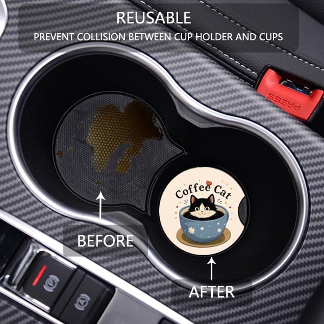 Car Cup Holder Coaster, Neoprene Universal Non-Slip Cup Holders, Car Accessories Interior for Women and Man Interior Sets 2 Pack (RYD-BD11)