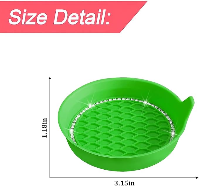 4PCS Bling Car Cup Holder Coaster, Crystal Rhinestone Insert Dustproof Non-Slip Drink Cup Mat, Diamond Shockproof Auto Interior Water Bottle Pad Cushion Coaster, Universal Fit (Light Green)