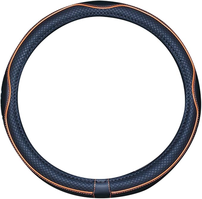Mayco Bell Universal Standard Size Steering Wheel Cover Anti-Slip,Safety,Soft,Breathable,Durable,Full Surround,Comfortable Grip Microfiber Leather (14.5-15 inch,Black Orange)