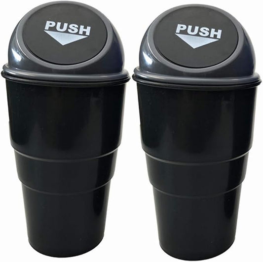 Car Trash Can with Lid, Automotive Cup Holder Mini Vehicle Garbage Can Trash Bin for Car Office Home Bedroom (Grey 2 Pack)