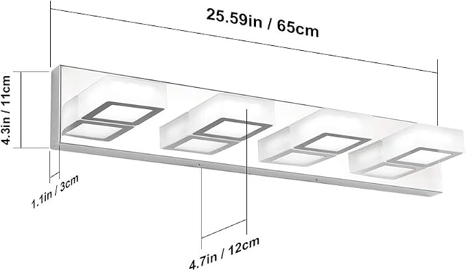 Ralbay LED Modern Vanity Light Bathroom Vanity Lights Over Mirror Acrylic Bathroom Wall Light Fixtures Cool White 6000K