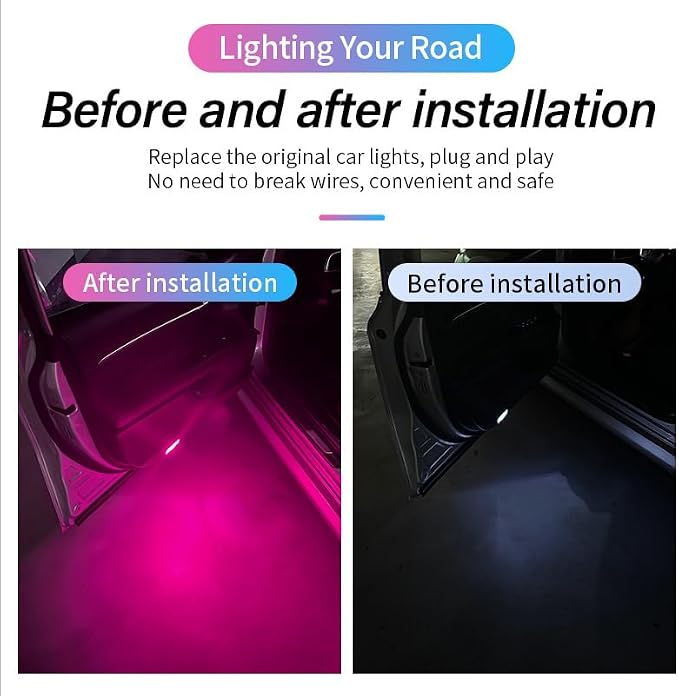 No Fade Car Door LED Colorful Lights Car Welcome Multicolor Puddle Lights Compatible with Toyota