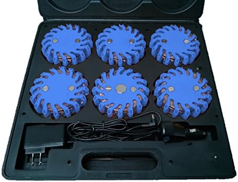 RPF16LM6 CASE OF 6 BLUE RECHARGEABLE 9-FUNCTIONS PORTABLE 16 LED POWER FLARE POWER-MARKERS ROADSIDE EMERGENCY MAGNETIC
