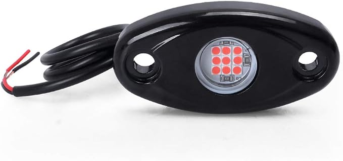 12 Pods Red LED Rock Lights Neon Underglow Light for Car Truck ATV SUV | Under Body Glow Light Trail Fender Lighting