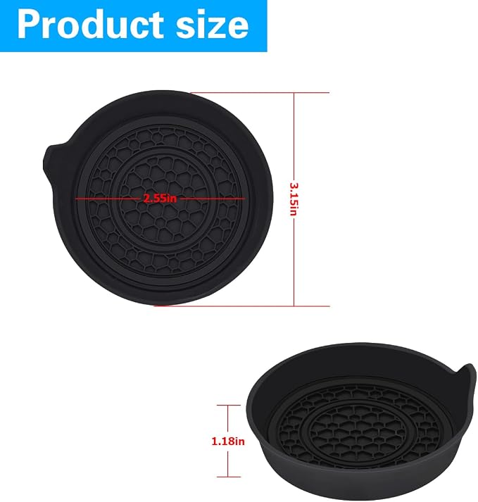 Mandark Car Cup Holder Coaster, 2.75 Inch Non-Slip Vehicle Cup Holder Insert Mats, Dustproof Automotive Interior Console Cup Insulated Pads Accessories, Universal for SUV, Sedan, Truck (Black)