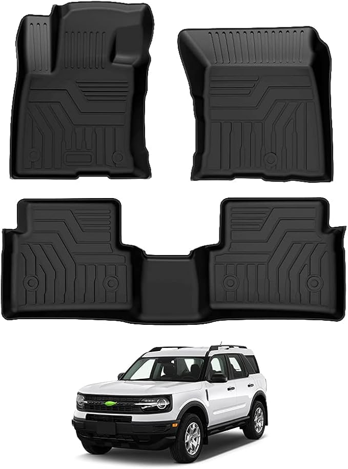 T TGBROS Floor Mats for Ford Bronco Sport 2021–2026 All-Weather Black Car Floor Liners Custom Fit 2 Rows Full Set Durable & Easy to Clean