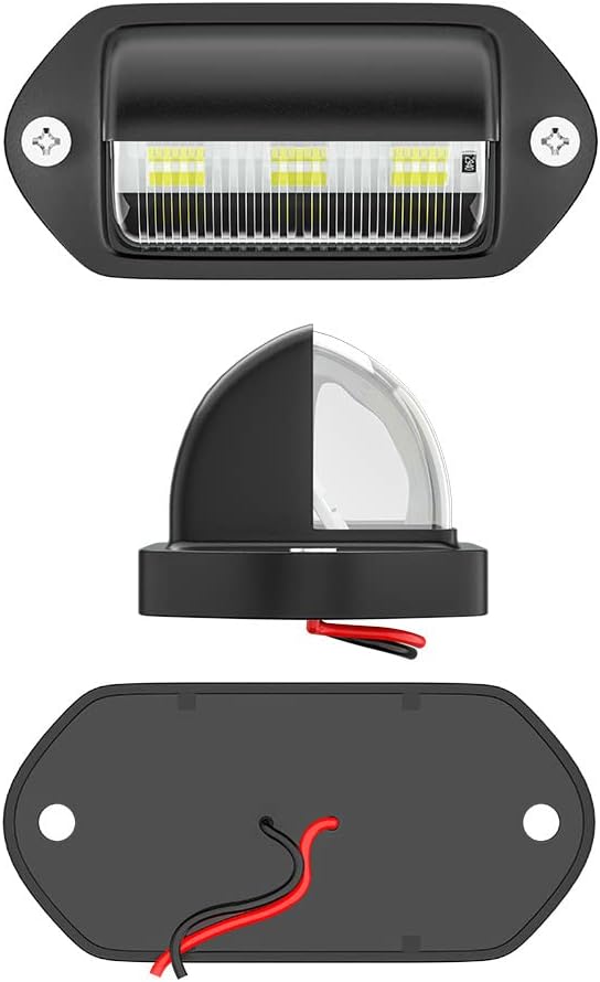 JEDEW 2 PACK License Plate Light, 12V 6-SMD LED License Plate Lamp Taillight for Truck SUV Trailer Van, Step Courtesy Lights, Dome/Cargo Lights