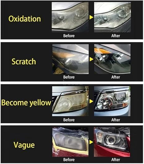 Headlight Restoration Kit, Restauration de Phares avec 100ML Liquide Réparation, Kit de Réparation de Phare Pour Jauni/Flou, Kit Polissage Phare Voiture