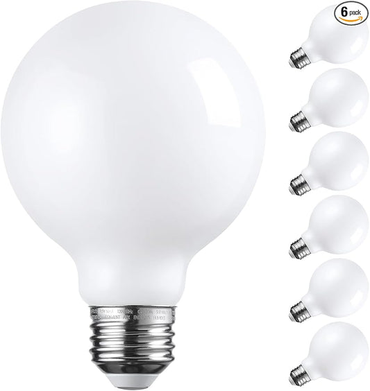 TORCHSTAR 6-Pack G25 Globe Light Bulbs LED Dimmable 2700K Soft White | Round Frosted Vanity Light Bulb for Bathroom, LED Edison Bulb, 4.5W Equivalent 60W, UL Listed, 500lm, E26 Base