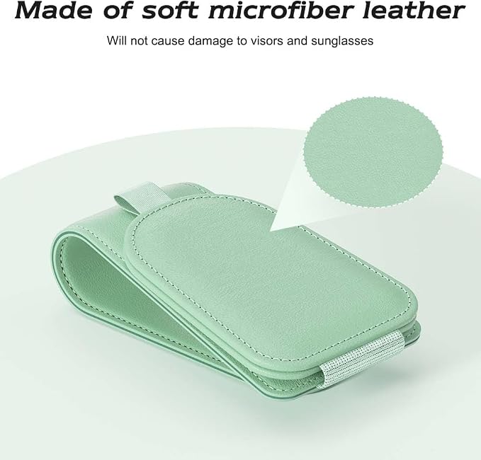Sotfamily Sunglass Holder for Car Visor, Suede Cloth Magnetic Sunglass Organizer for Car Accessories, 2 Packs, Pastel Green