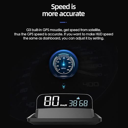 KAOLALI Universal Car HUD GPS Speedometer Head Up Display Digital Speed 3D Reflection for Cars Digital Speed MPH Overspeed Alarm