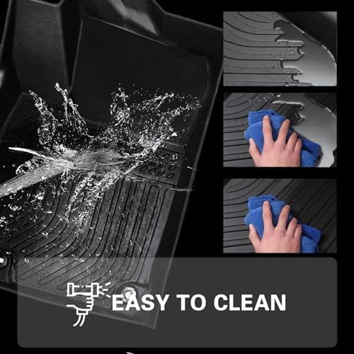 Custom Floor Mats for Hyundai Sonata 2015-2019,All-Weather TPE Rubber Floor, Odorless Anti-Slip,1st & 2nd Row, Black