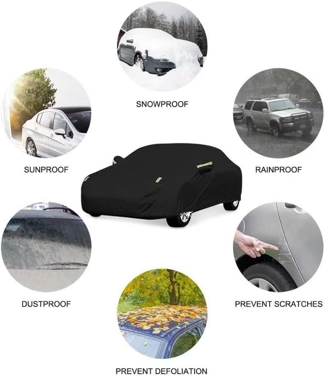 Thick Waterproof Oxford Fabric with Soft Cotton for SUV car Cover,Universal 6 Layers Outdoor Sunshield, Snow Proof, UV and Scratch Proof, Bird Droppings(Grey, YXL Fits SUV up to191 to 201")
