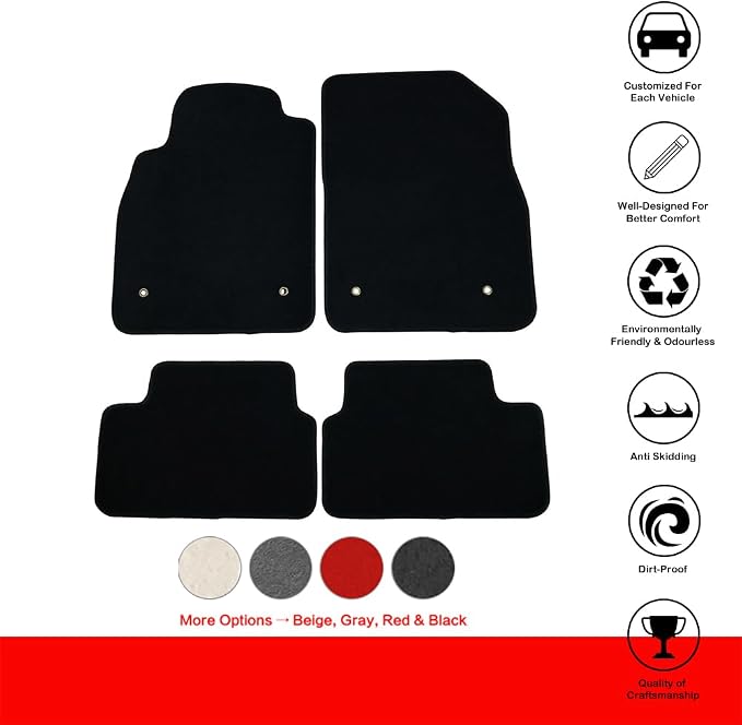Fit 2008-2015 Chevrolet Cruze Floor Mats Nylon Black | IKON MOTORSPORTS, For 2016 Cruze Limited, Flooring Protection Interior Carpets 2009 2010 2011 2012 2013 2014 2015