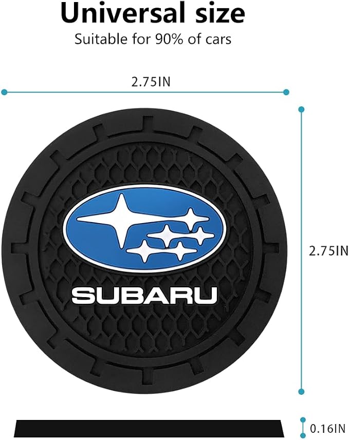 Black Silicone Car Coasters for Subaru Series Non-Slip Car Cup Holder Coasters,Car Interior Accessory for Car Cup Holder 2Pcs 2.75 Inch