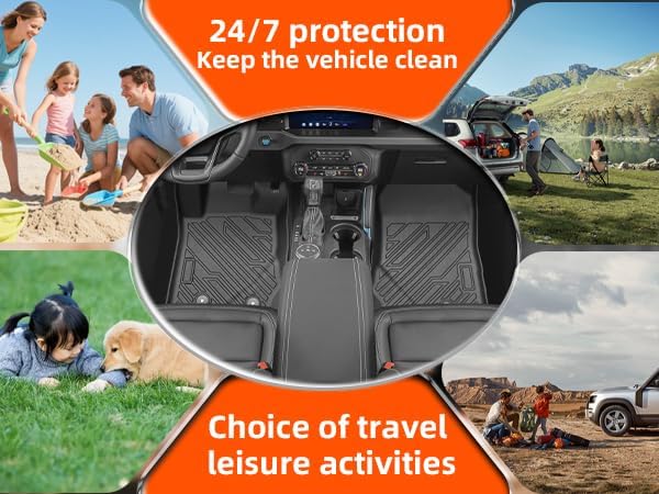 13pc Floor Mats & Door Sill Guards for 2021-2025 2026 Ford Bronco 4-Door, All-Weather TPE Liners, Cargo & Backrest Protectors, Lower Storage Mat, Black (Not for Sport/2-Door)