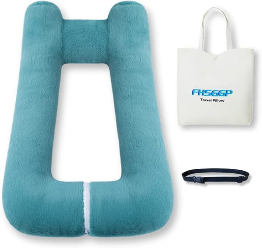 FHSGGP Travel Pillow Upgraded Version of Aircraft Travel Neck Pillow | With Storage bag, Sleep Pillows for Travel by Train, Car, or Plane, Supporting the Head and Body, Travel Pillow for Kids