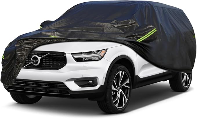 KouKou Waterproof SUV Car Cover Suitable for Volvo XC40 from 2018 to 2025, 7 Layers Windproof All Weather Waterproof Outdoor Cover Sun Rain UV Dust Snow Protection. Black