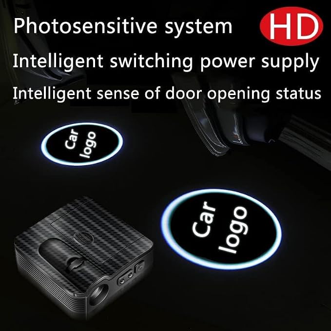 Custom Car LED Door Light Logo Projector Automobile Brand Logo Car Door Lights LED Ghost Shadow Light Projector for car Brand Series Compatible (Carbon Fibre, 2)