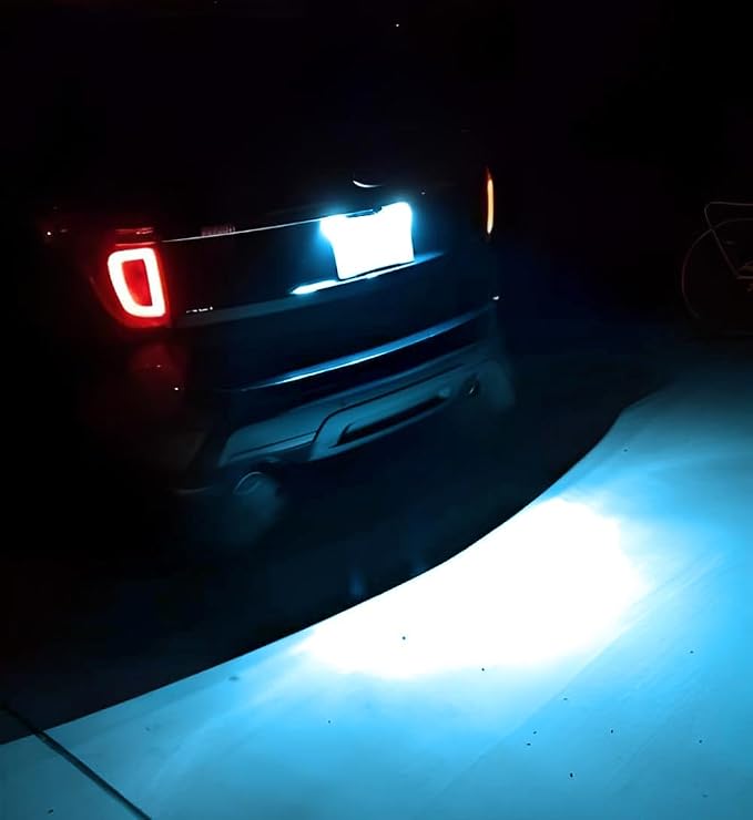 iJDMTOY Ice Blue Full LED License Plate Light Kit Compatible With Ford C-Max Edge Transit Connect Ecosport Ranger, Jaguar XF XJ, 18-SMD Aqua LED & Can-bus Error Free