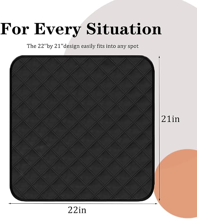 RIQINXIN Waterproof Incontinence Chair Pads Washable Seat Protector Pads for Chair 21x22in Navy Blue 3pcs