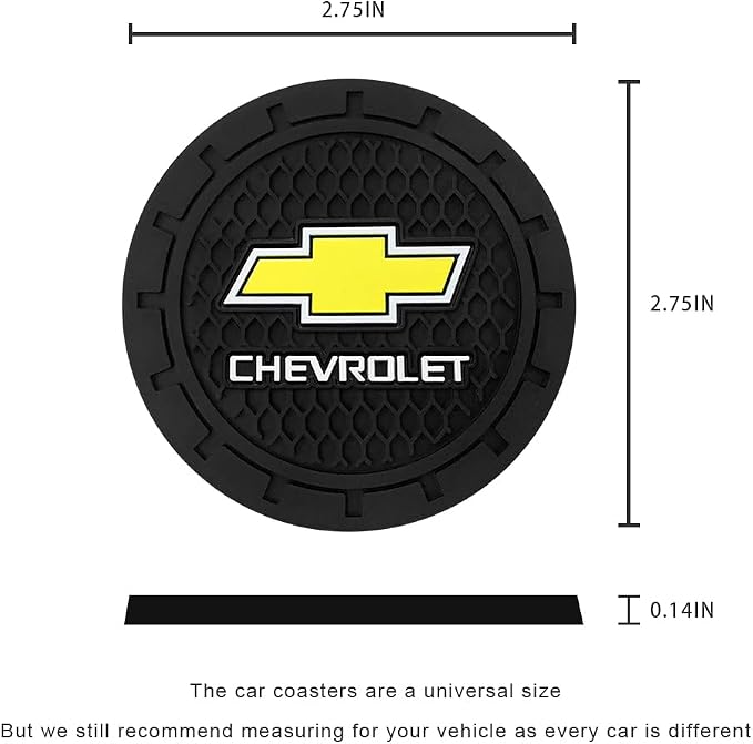 Car Cup Holder Coaster for Chevrolet Series Recessed Silicone Cupholder Coaster Interior Accessories 2.75in 2Pieces Black