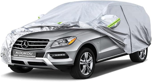 KouKou 6 Layers Car Cover Custom Fit 1997-2015 Mercedes Benz ML Class, Waterproof All Weather for Automobiles, Sun Rain Dust Snow Protection. (Ships from US Warehouse, Arrive Within 3-7 Days), Silver