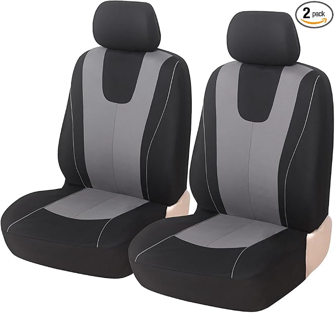 ZIMISI 4PCS Car Front Seat Covers, Comfort Breathable Vehicle Seat Protector Cover, Universal Automotive Interior Accessories for Car, SUV, Truck (Grey/Black)