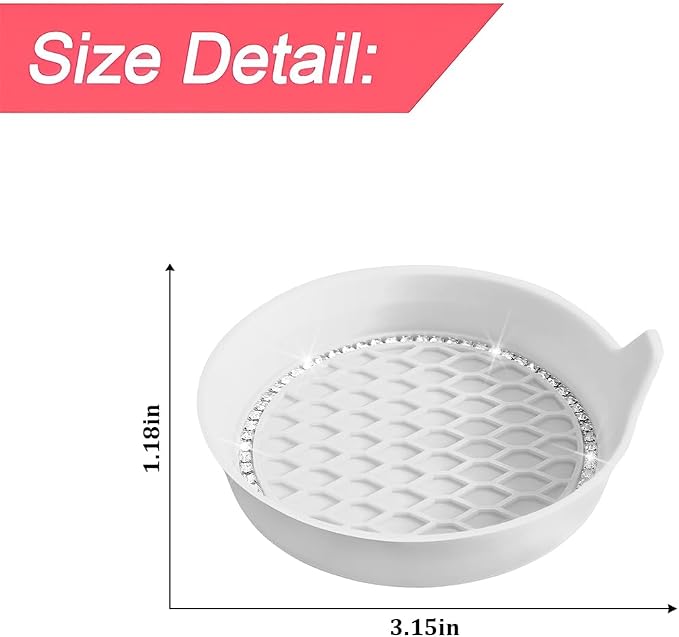 4PCS Bling Car Cup Holder Coaster, Crystal Rhinestone Insert Dustproof Non-Slip Drink Cup Mat, Diamond Shockproof Auto Interior Water Bottle Pad Cushion Coaster, Universal Fit (White)
