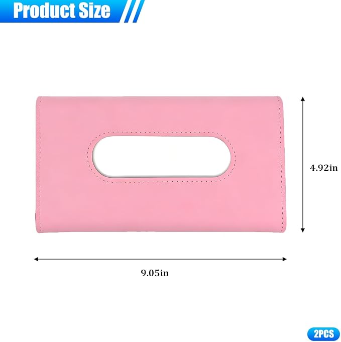Car Tissue Holder, Rectangle Vehicle Sun Visor Napkin Case with Ergonomic Take Out Port, Automotive Interior Sunshade Tissue Box Organizer, Universal for SUV RV Truck (Pink)