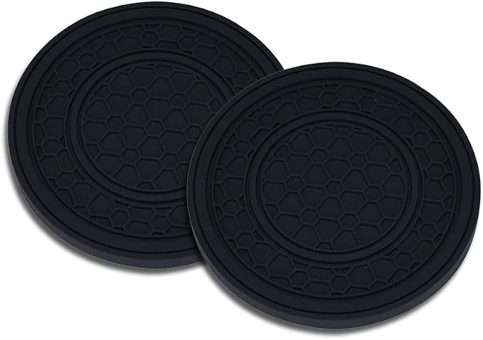 2 Pack Car Coasters for Cup Holder, 2.75 Inch Universal Auto Waterproof Coasters Silicon Insulation Cup Mats,No-Slip Anti Dust Insert Coaster for Woman Man, Suit for Vehicle Interior (2, Black)