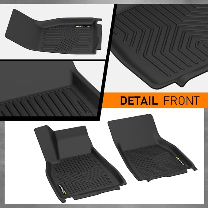G-PLUS TPE Floor Mats Compatible with Tesla Model S 2021 2022 2023 2024 | All Weather Protection,Non-Slip,Custom Fit Model S Floor Liner Accessories,TPE Full Coverage,1st & 2nd Row ,Black