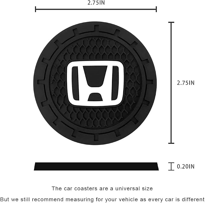 Car Cup Holder Coaster for Honda Accord Civic Fit CRV Pilot EX CR-V EX-L | Silicone, 2.76 Inch, 2 Pieces