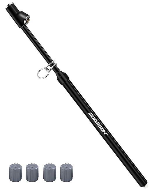 GODESON Heavy Duty Tire Pressure Gauge, 13.5" Dual Head Semi Air Gauge 20-220PSI/2-15Bar for Car, Motor, RV & Truck, Stainless Steel, Accurate & Durable for Tire Pressure Check, Black Pencil Gauges