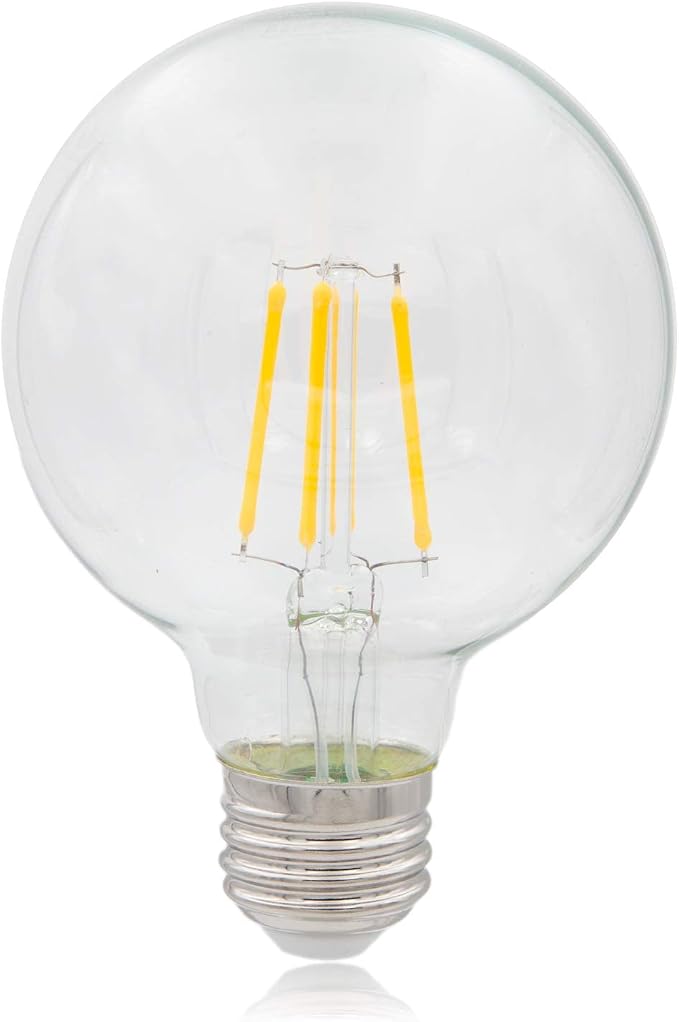 Maxxima G25 LED Light Bulb Globe Filament Bulb, 500 Lumens 2700K, 6 Pack | E26, Warm White, 40 Watt Equal, Standard Edison Vanity Bulb, Great for Kitchen, Living Room, and Bathroom, Non-Dimmable, 120V