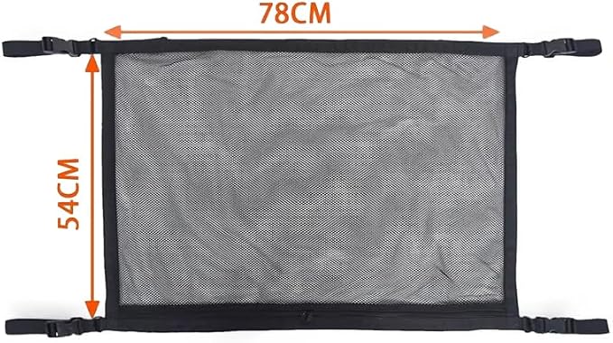 Ceiling Cargo Net Pocket for Jeep Wrangler JK 4 Door 2007-2012 2013 2014 2015 2016 2017 2018, Double Layer Elastic Cargo Roof Organizer, Car Overhead Storage Mesh with Adjustable Straps,A