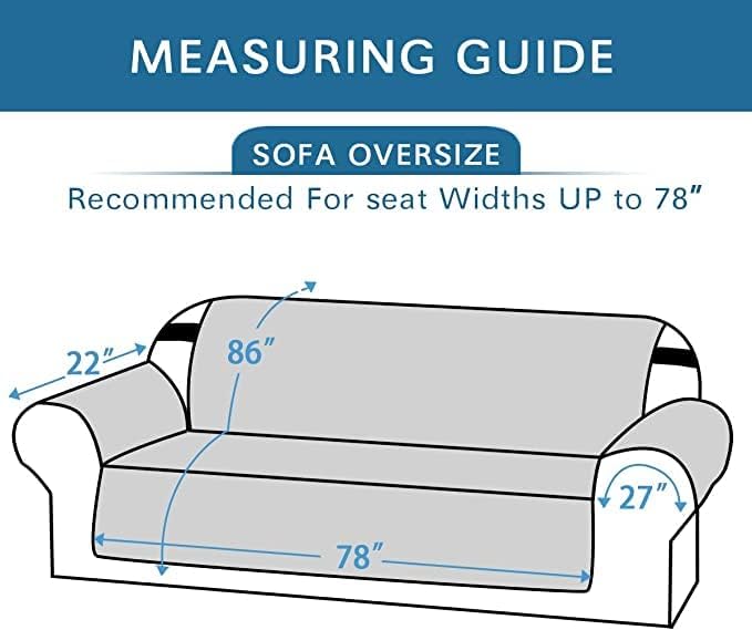 Sofa Protector for Dogs/Cats/Pets Sofa Slipcover Quilted Furniture Protector with Non Slip Elastic Strap Water Resistant Sofa Covers Couch Covers Seat Width: 78" (Oversized Sofa, Light Grey/Beige)