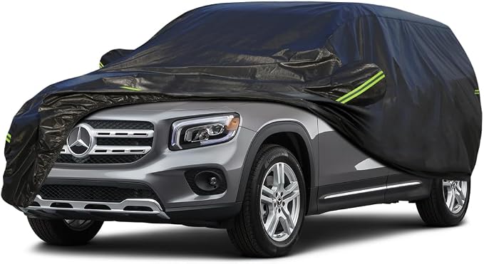 KouKou Waterproof SUV Car Cover Suitable for Mercedes Benz GLB Class from 2019 to 2025, 7 Layers Windproof All Weather Waterproof Outdoor Cover Sun Rain UV Dust Snow Protection. Black
