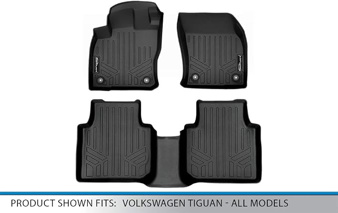 SMARTLINER Custom Fit Floor Mats 2 Row Liner Set Compatible with 2018-2024 Volkswagen Tiguan