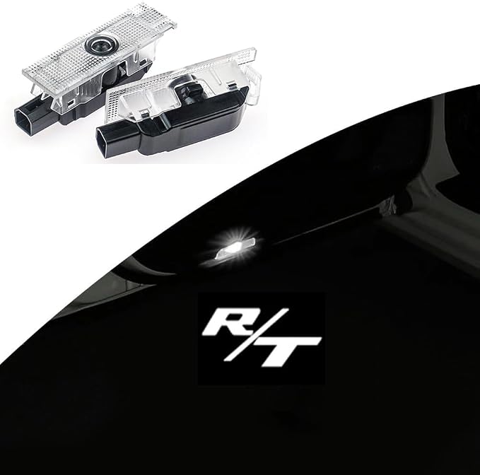 Car LED Logo Projector Puddle Door Lights for Dodge Challenger Accessories, No Fade 4K-HD Welcome Lights, 2 Pack (R/T)