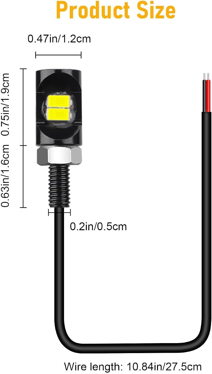 Linkstyle 4PCS 12V LED License Plate Light, 8000K License Tag Screw Bolt Lamp, Waterproof, LED Bulb Tag Lights for Car Motorcycle Truck RV ATV