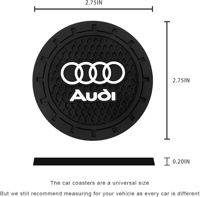 Car Cup Holder Coaster for Audi A3 A4 A5 A6 A7 A8 Q3 Q4 Q5 Q6 Q7 Q8 | Silicone, 2.76 Inch, 2 Pieces, Car Interior Accessories