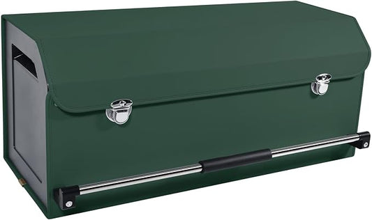Trunk Organizer for Car with Lid Leather Trunk Organizer Car Organizer | SUV Trunk Organizer with Push-pull Handle Car Trunk Storage Organizer for Minivan, Truck, Sedan (Green, 27.1 x 11.4 x 12.2in)