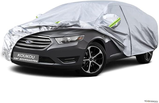 Koukou 6 Layers Car Cover Custom Fit Ford Taurus from 1986 to 2025, Waterproof All Weather for Automobiles, Sun Rain Dust Snow Protection. (Ships from US Warehouse, Arrive Within 3-7 Days)