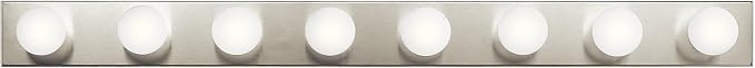 Kichler Linear 48" Bathroom Vanity Light Fixture, 8-Light Modern Brushed Nickel Bath Bar for Bathroom Lighting over Mirror, Transitional Style (48" x 4.25" x 2"), 628NI